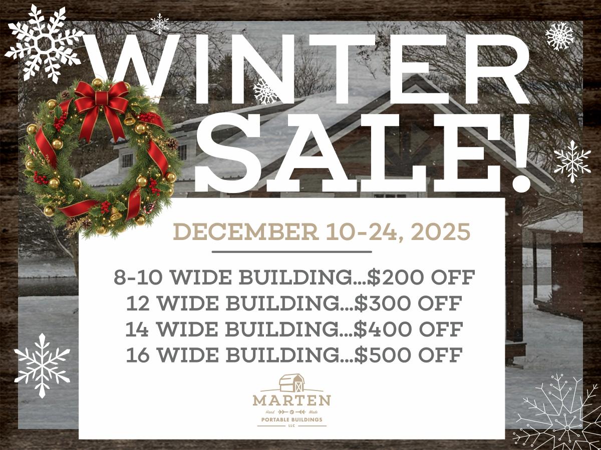 Marten Portable Buildings Winter Sale - Find a Dealer